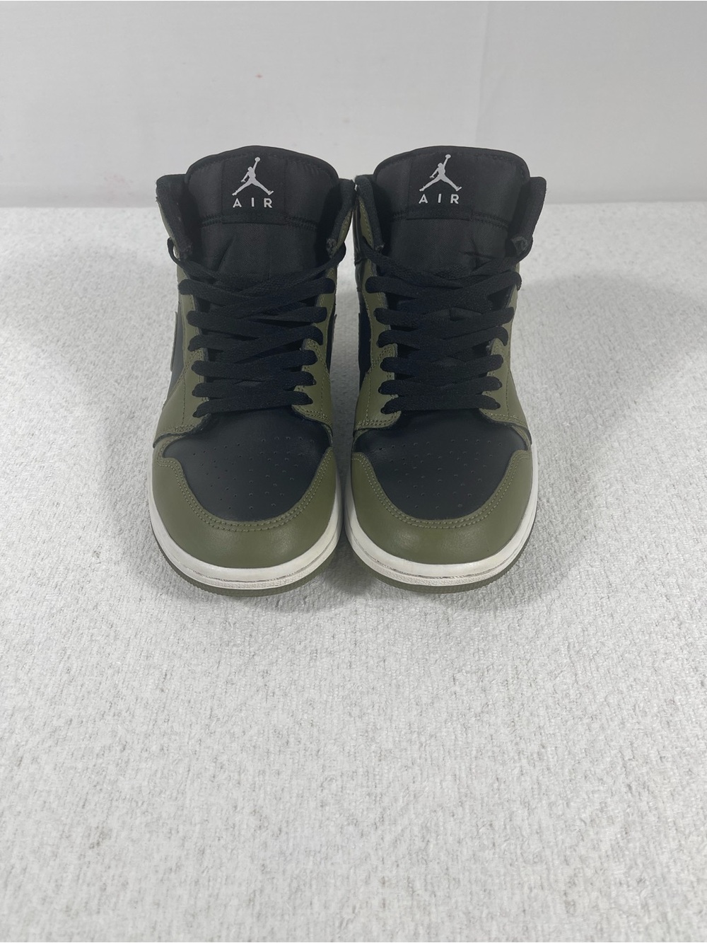 Air Jordan 1 Mid Blk/Olive /Wht Leather Mid Top Sneaker Sz8,(DQ8426-092) SK#0713
